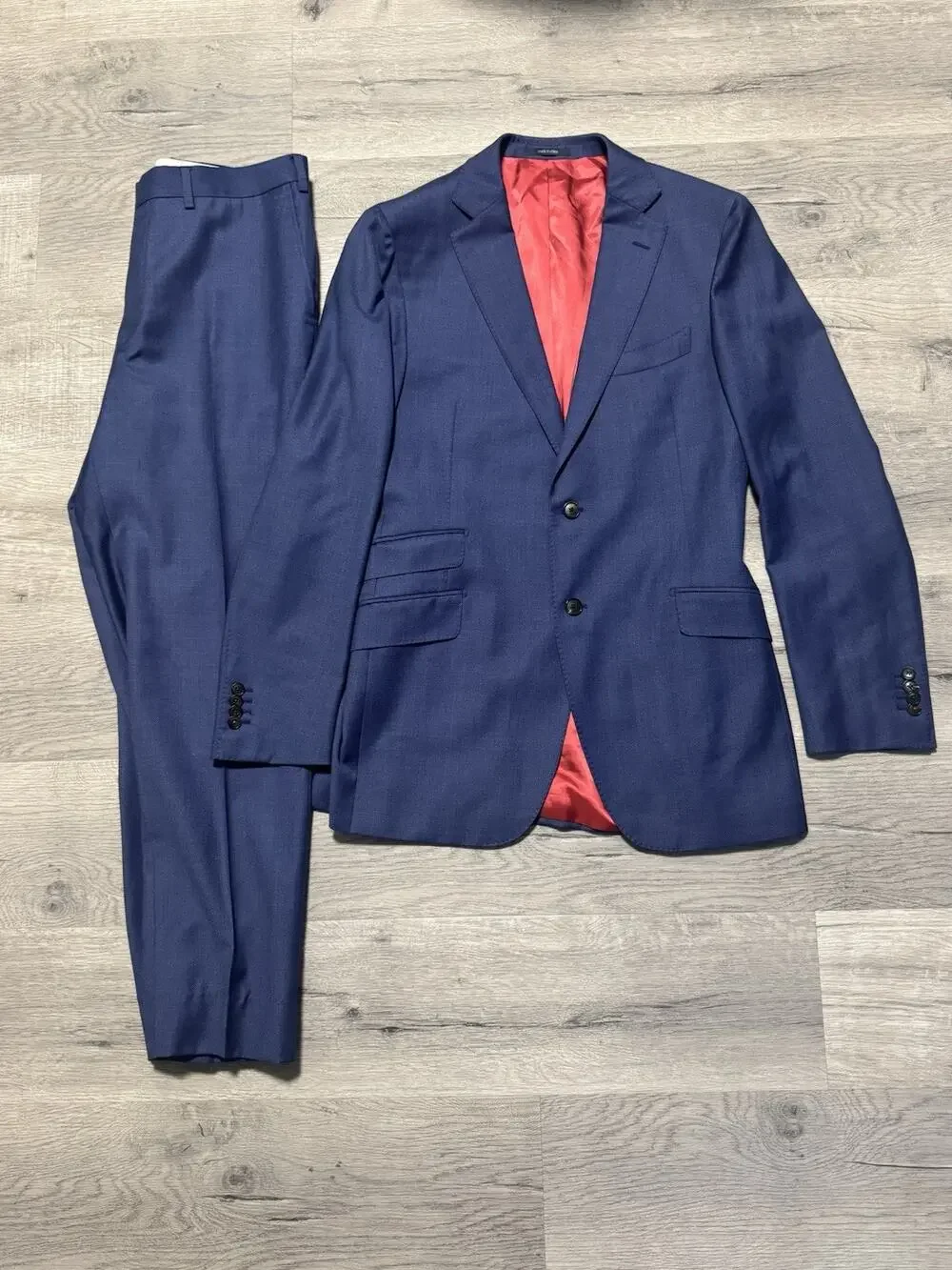 SuitSupply Sienna Int Blue Wool Suit 42L 34x30 Reda Super 130s